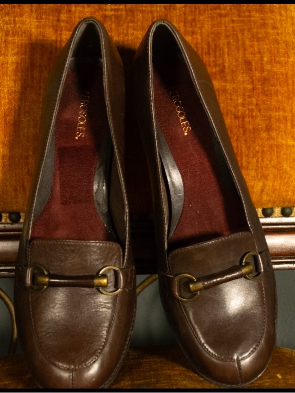 SIZE 9.5 Aerosoles Brown Buckled Leather Loafer